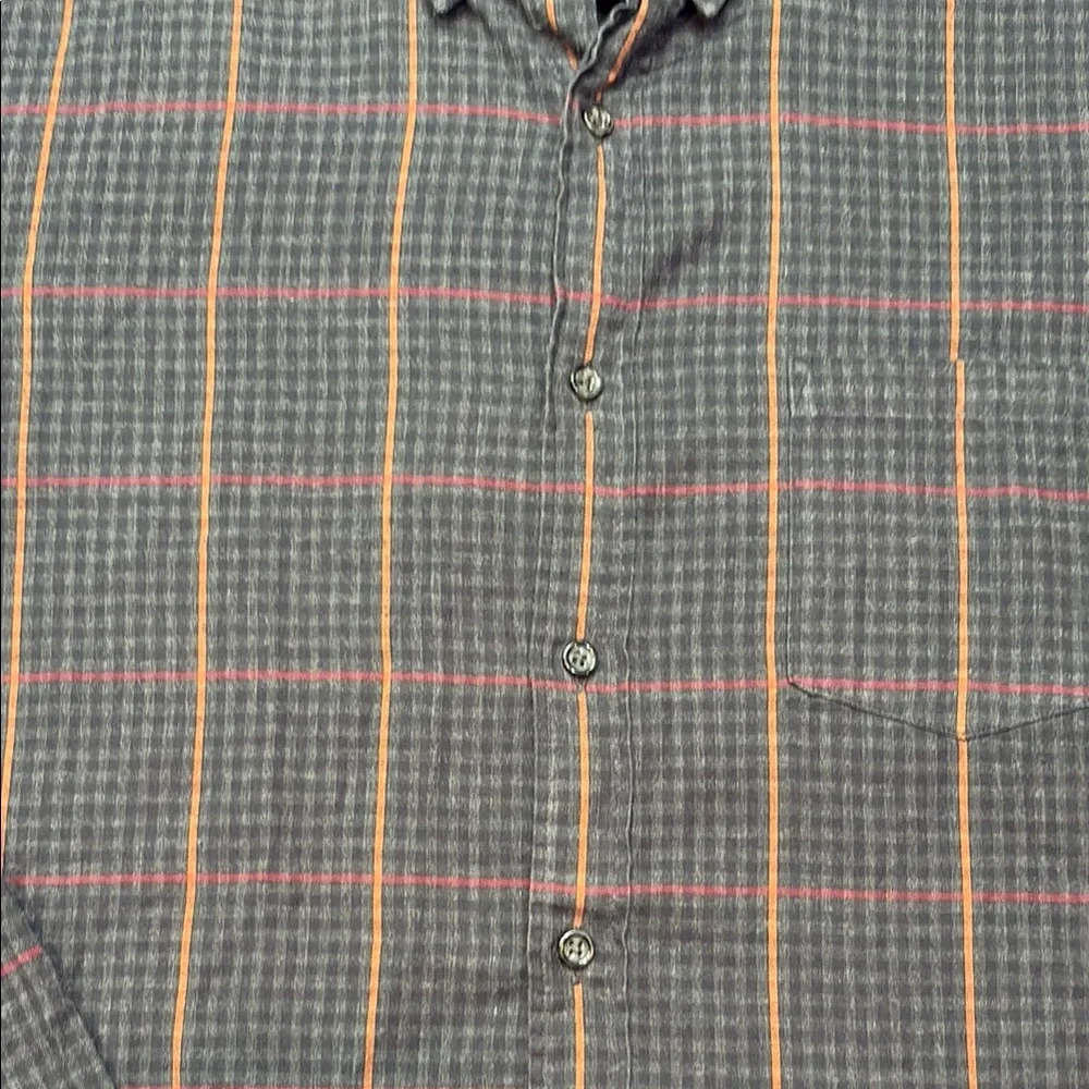 J. Crew Men's Gray &‎ Orange Plaid Long Sleeve Button Down Flannel Shirt XL
